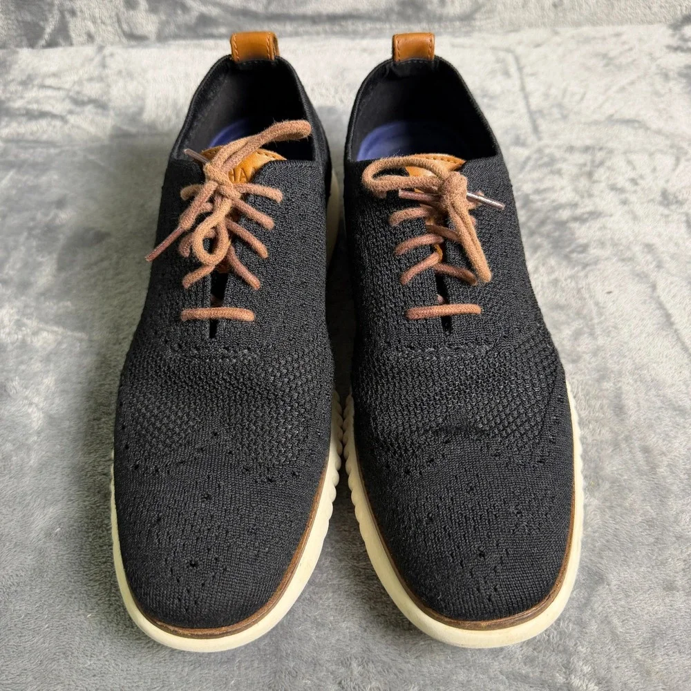 Cole Haan Mens 9.5 M Zerogrand Stitchlite Wingtip Oxford Black Knit C27568